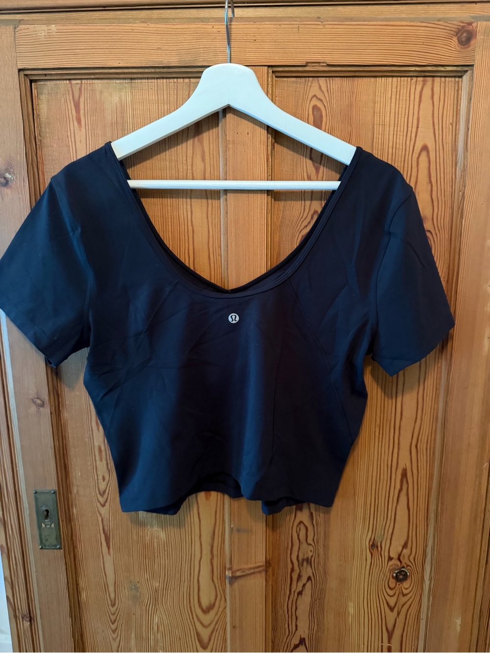 lululemon athletica Black Scoop-Neck Short Sleeve Crop Top